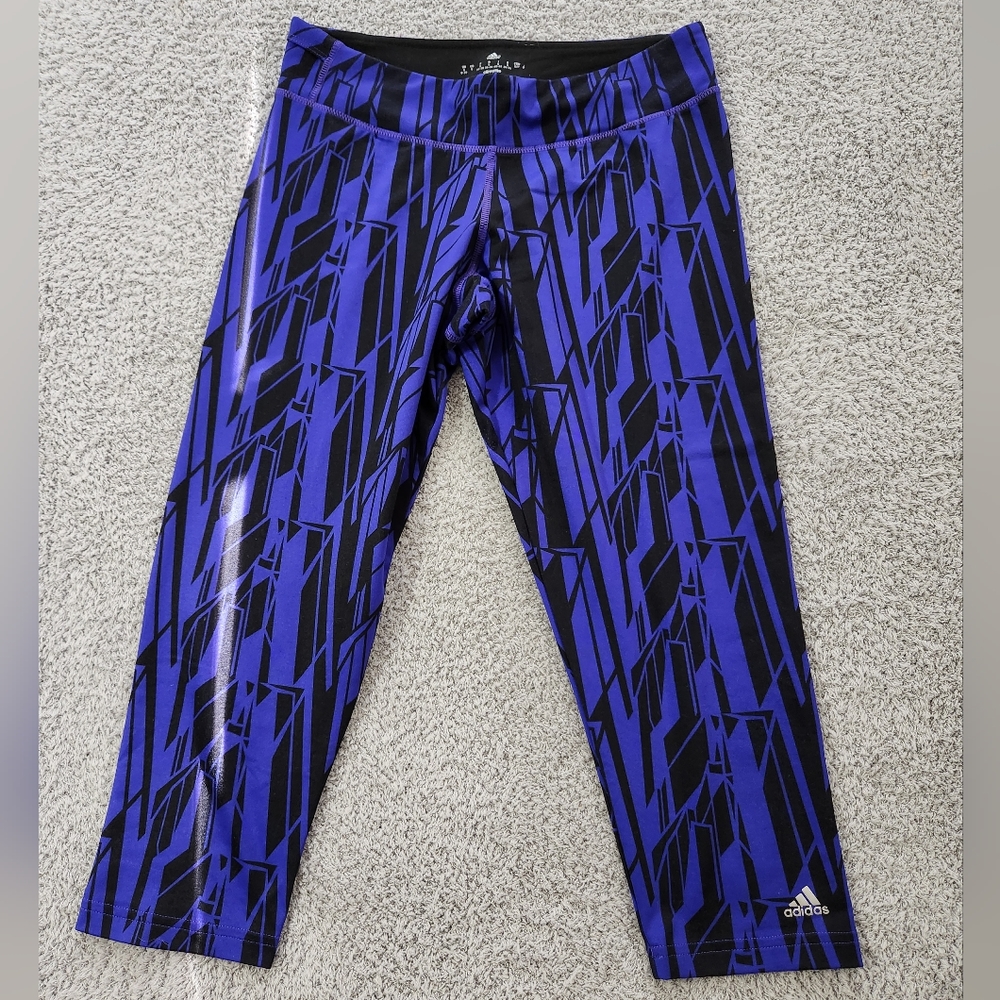 Adidas Purple and Black Climalite Crop Leggings